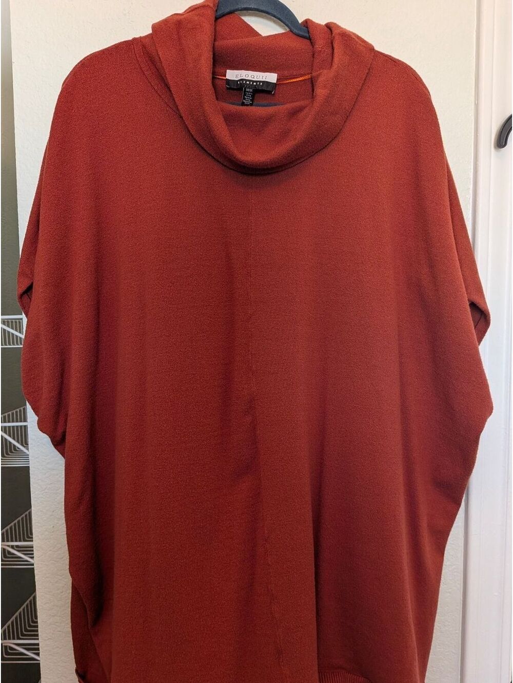 Eloquii Women's Burnt Orange Cowl Neck Oversized Sweater w/Dolman Sleeves 14/16